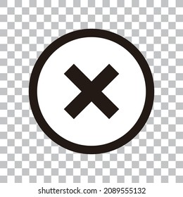 Cross mark icon. Vector illustration with a background transparent.