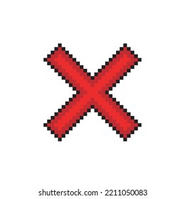 Cross mark icon vector illustration with pixel art. 