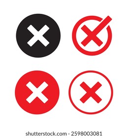 Cross mark icon vector set. editable stoke eps 10.