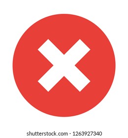 Cross mark icon, X red vector symbol