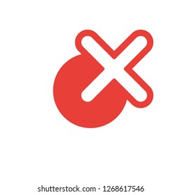 Cross mark icon, X red vector symbol