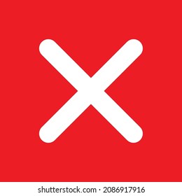 Icono de marca transversal, signo X, ilustración vectorial de diseño simple de error, símbolo de elección falsa.