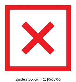 Cross mark icon, X sign, simple error design vector illustration, false choice symbol .