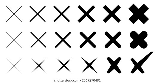 Cross mark icons set button close wrong buttons red cross vector illustration