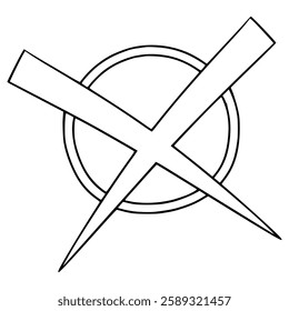 cross mark illustration hand drawn outline vector