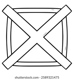 cross mark illustration hand drawn outline vector