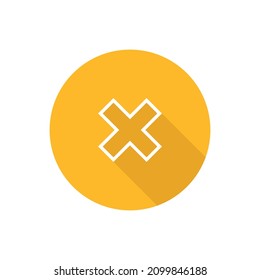 Cross mark line flat icon with shadow