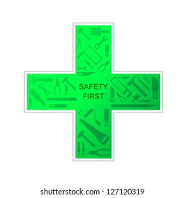 Cross mark for safety first sign