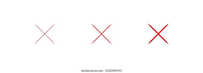 Cross mark set vector flat icon. Isolated cross mark emoji illustration. Red cross mark icon set. 