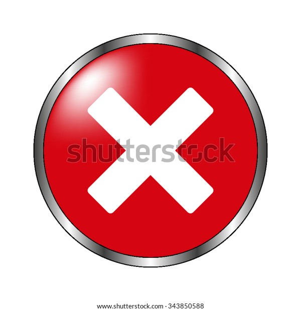 Cross Mark Vector Icon On Red เวกเตอร์สต็อก (ปลอดค่าลิขสิทธิ์) 343850588