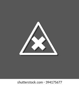 cross mark - white vector  icon with shadow