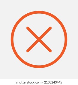 Cross mark or wrong icon isolated flat design vector illustration on white background.