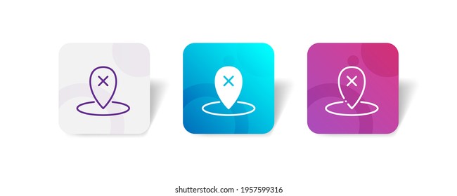 cross mark wrong pin location navigation pixel perfect icon set bundle in line, solid, glyph, 3d gradient style