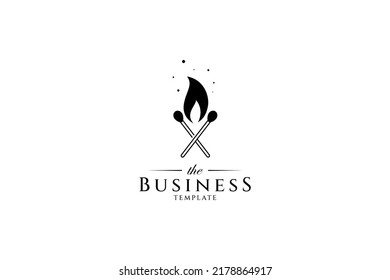 Cross Matchstick Logo With Burning Fire And Stars Decoration