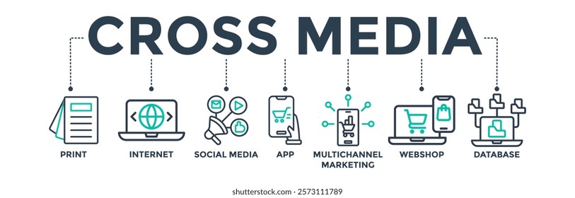 Cross media banner web icon vector illustration concept for ads and promotion