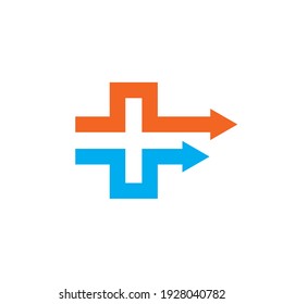 cross medical arrow  icon logo vector illustration design template