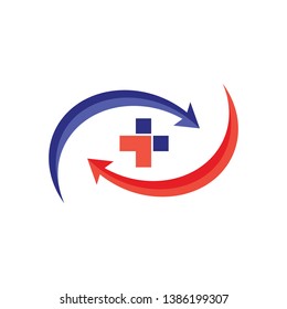Cross Medical Arrow Logo Design Template
