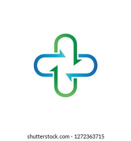 Cross Medical With Arrow Logo Vector