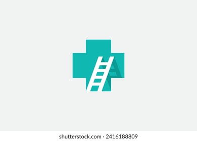 cross medical with ladder logo design vector template
