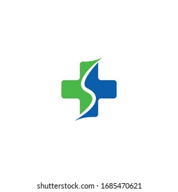 Naturaleza del símbolo vectorial de la plantilla de logotipo médico cruzado