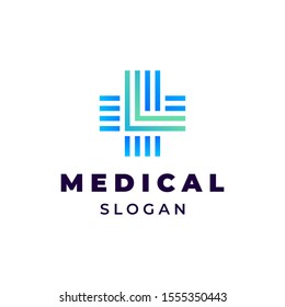 Cross medical outline or lineal illustration for logo template design.