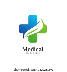 Cross Medical Pharmacy Health care logo design vector template 