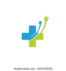 plantilla de diseño de ilustración de vector de estrella médica cruzada