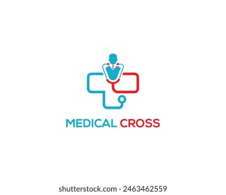 Cross medical stethoscope icon logo design symbol vector template.