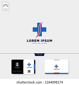cross medicine logo template vector illustration and get free business card design template