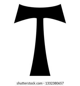 Cross monogram T Symbol Saint Anthony Apostle sign Religious cross icon black color vector illustration flat style simple image