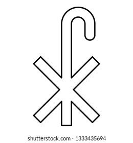 Cross monogram X Symbol Saint Pastor sign Religious cross icon black color outline vector illustration flat style simple image