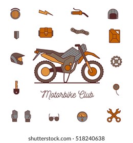 cross motorcycle, isolated vector illustration