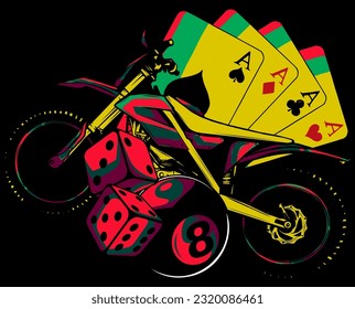 Cross motorcycle or motorbike on black background