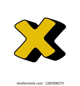 cross, multiplication sign, 3D icon. Element of 3D color alphabet for mobile concept and web apps. Detailed cross, multiplication sign, 3D icon can be used for web and mobile