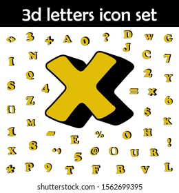 Cross, multiplication sign, 3d icon. 3D words, letters icons universal set for web and mobile