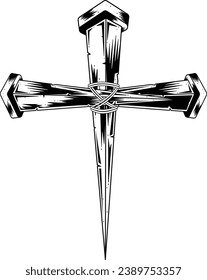 Cross Nail, Faith, Christian Cross, Jesus, Christian Nail Cross, Three Nails Cross, Laser cut file, Faith Jesus, Christian Religious	 svg