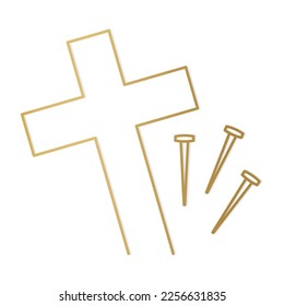 cross and nails, symbol of passion of Jesus, good friday, Easter- vector illustration