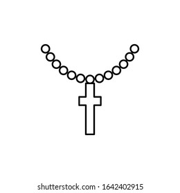 Cross  with  necklace, Christianity icon. Simple line, outline vector religion icons for ui and ux, website or mobile application