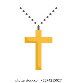 Kreuz Halskette flach Symbol. Katholische Schmuckhalskette. Vektorgrafik.