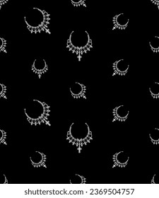 Cross Necklace Icon Seamless Pattern, Christian Cross Necklace Icon Vector Art Illustration