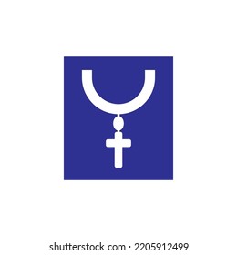 cross necklace icon vector illustration logo design