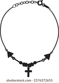 cross necklace made silhouette in vector