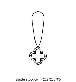 cross necklace vector coloring book isolated white backgroud eps 10