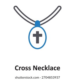 Cross necklace Vector Icon which can easily modify or edit


