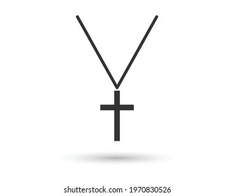 Cross necklace vector. Cross vector on white background.