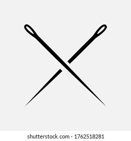 Cross needle icon vector. Embroidery symbol logotype