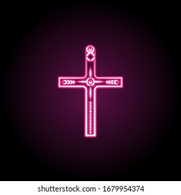 Cross neon icon. Simple thin line, outline vector of dia de muertos icons for ui and ux, website or mobile application