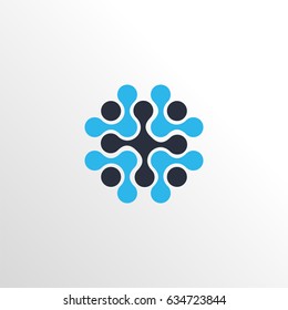 cross neuron group logo icon with dot and curve