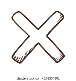 Cross No symbol. Sketch symbol isolated on white.