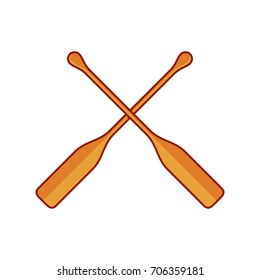 Cross oars canoe paddles logo icon vector illustration
